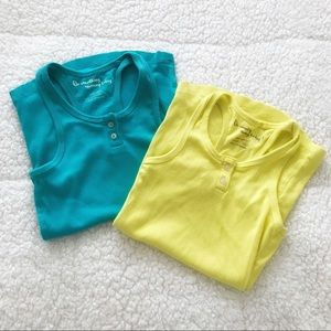 Two Zara Girls Tank Tops Aqua/Blue and Yellow